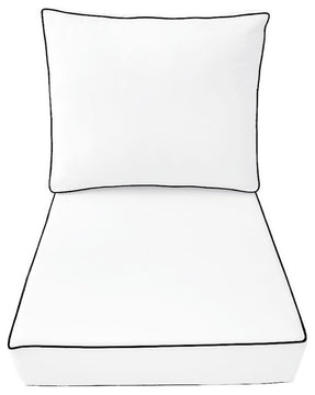 |Cover only| Outdoor Contrast Pipe Trim Small Deep Seat Back Pillow Cover AD106