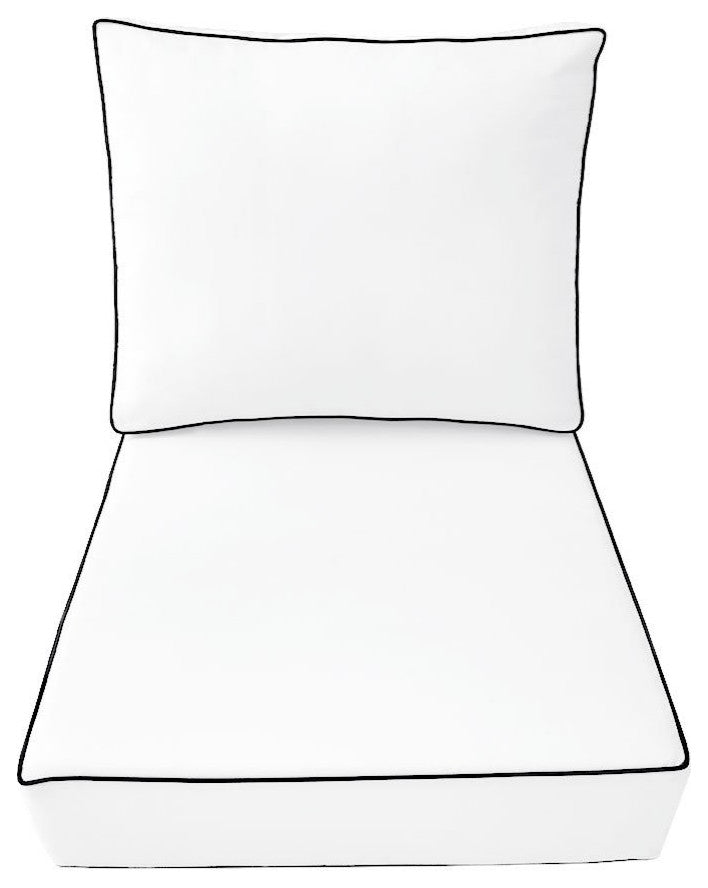 |COVER ONLY| Outdoor Contrast Pipe Trim Small Deep Seat Back Pillow Cover AD106