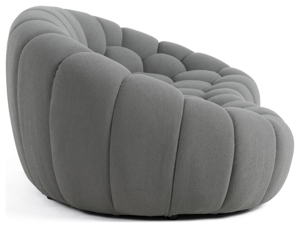 Divani Casa Yolonda Modern Curved Light Grey Fabric Loveseat