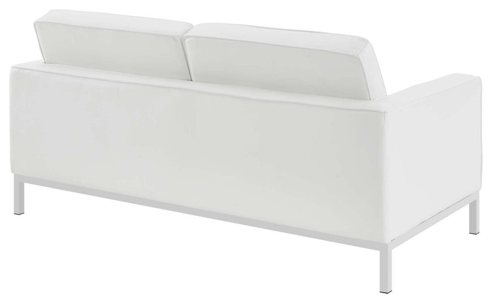 Loft 2-Piece Leather Loveseat and Armchair Set White