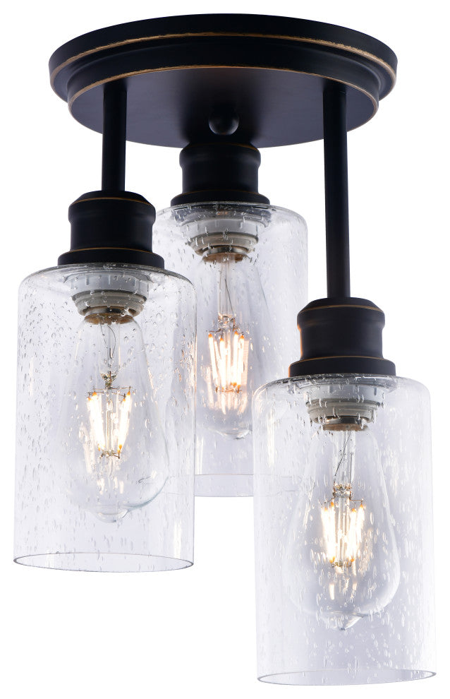 Lazzur Meuse 3 Light 10" Matte Black Semi-Flush Mount Ceiling Light