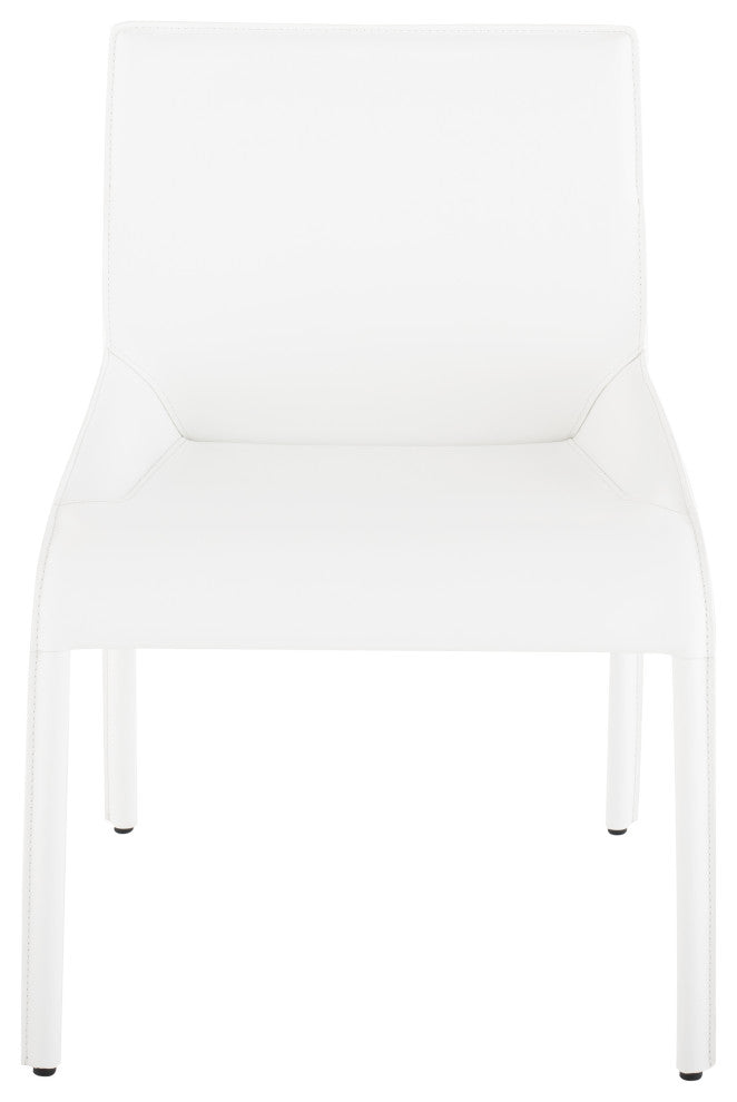 Delphine White Leather Dining Chair