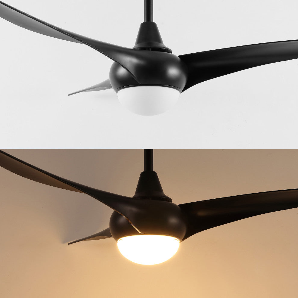 Aviator 52" 1-Light App 6-Speed Retro Swirl LED Ceiling Fan, Black