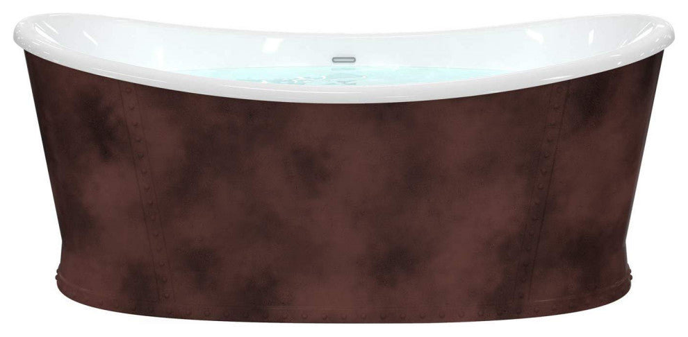 HEATGENE 66" Acrylic Freestanding Bathtub Vintage Soaking Tub, Bronze