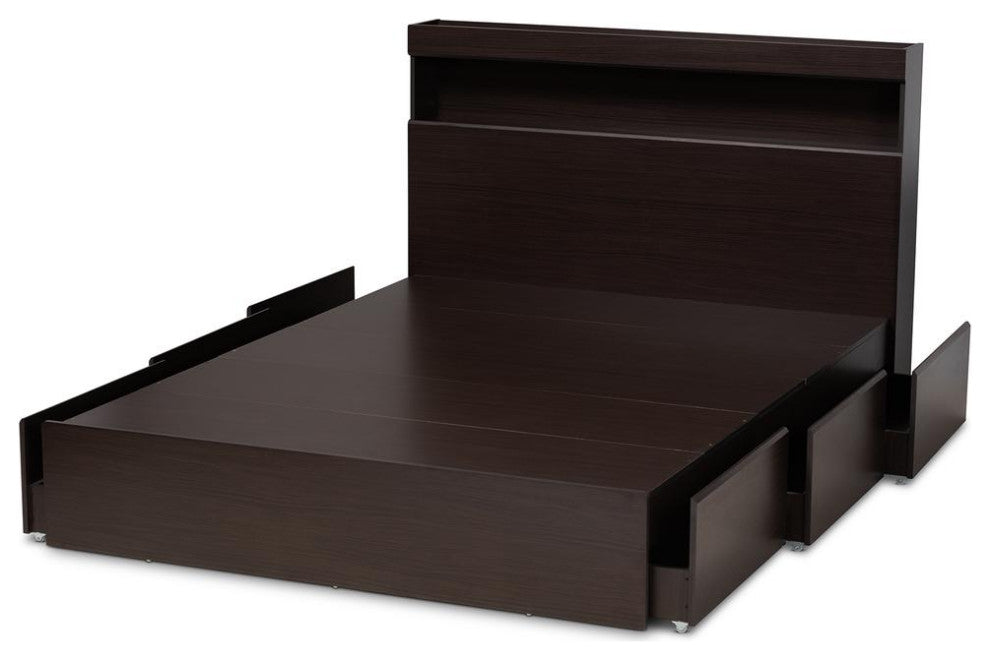 Blaine Dark Brown Finished Wood Queen Size 6-Drawer Platform Storage Bed