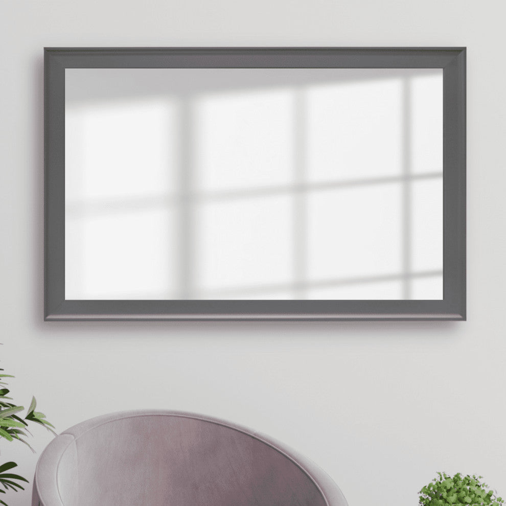 Morgan Framed Wall Mirror, Dark Gray, 26"x32"