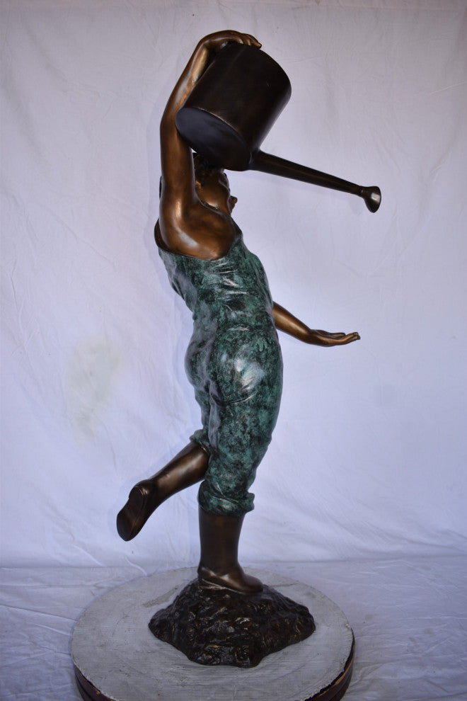 Standing Boy With Watering Can Bronze Statue Fountain Size: 24" x 22" x 48"