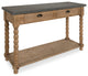 Rutledge Two Drawer Console Table, Rustic Wood and Concrete Gray Top