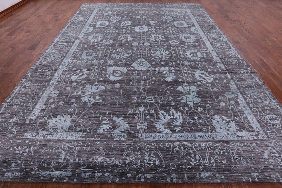 Persian Hand Knotted Wool and Silk Rug 10' 2" X 14' 2" Q11776