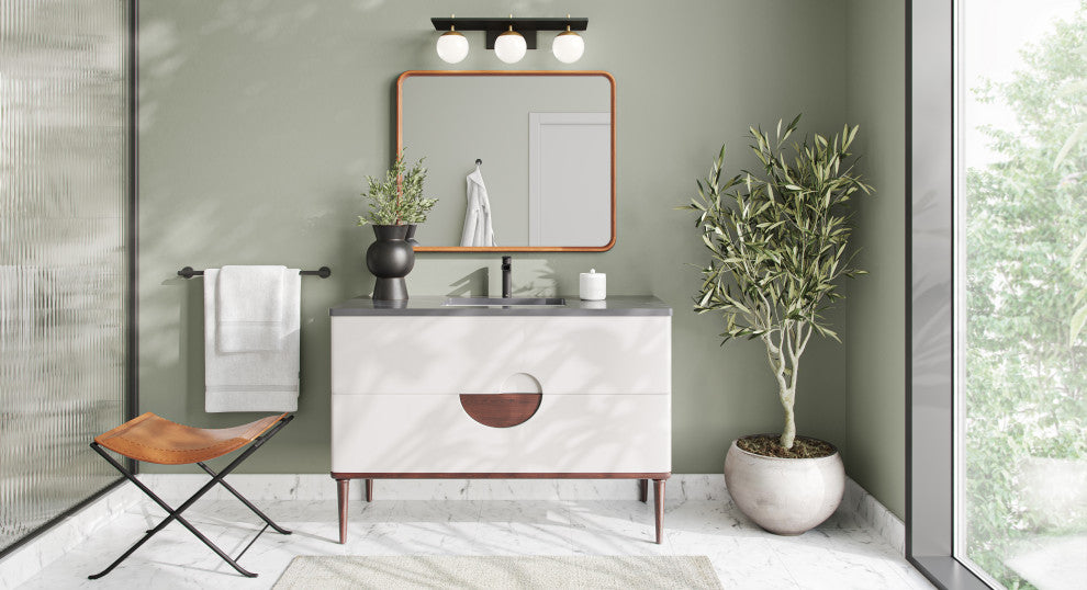 Rhonda Bath Vanity, Beige, 48", Single Sink, Freestanding