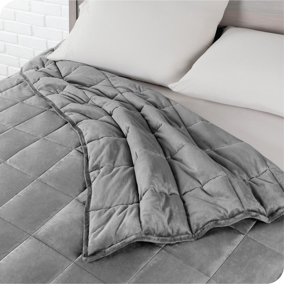 Weighted Blanket, Minky Fleece Gray, 60"x80", 17lb