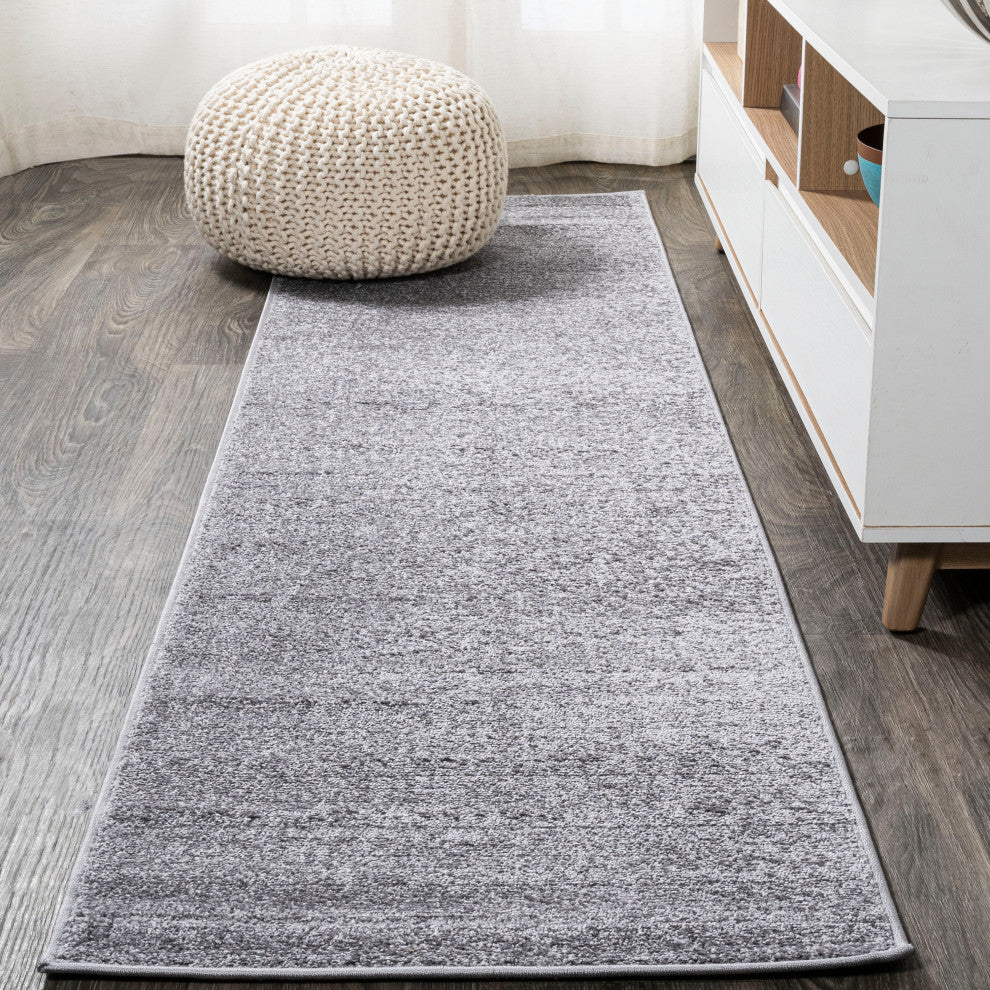 Haze Solid Low-Pile Gray 2 ft. x 12 ft. Runner Rug