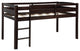 Gewnee Wood Twin Low Loft Bed with Ladder in Espresso