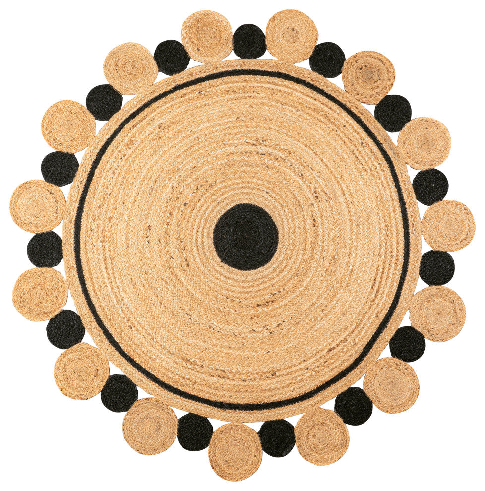 Aurora Two-Tone Jute Round Area Rug, 4' Round
