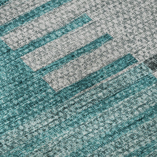 Premium Machine Washable Mayfield AMF687 Teal 3' x 5' Rug