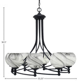 Capri 8-Light Chandelier, Matte Black/Onyx Swirl