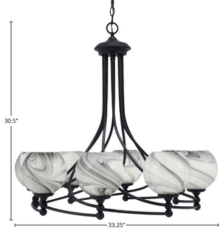 Capri 8-Light Chandelier, Matte Black/Onyx Swirl