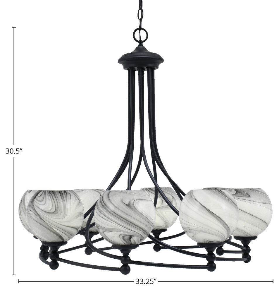 Capri 8-Light Chandelier, Matte Black/Onyx Swirl