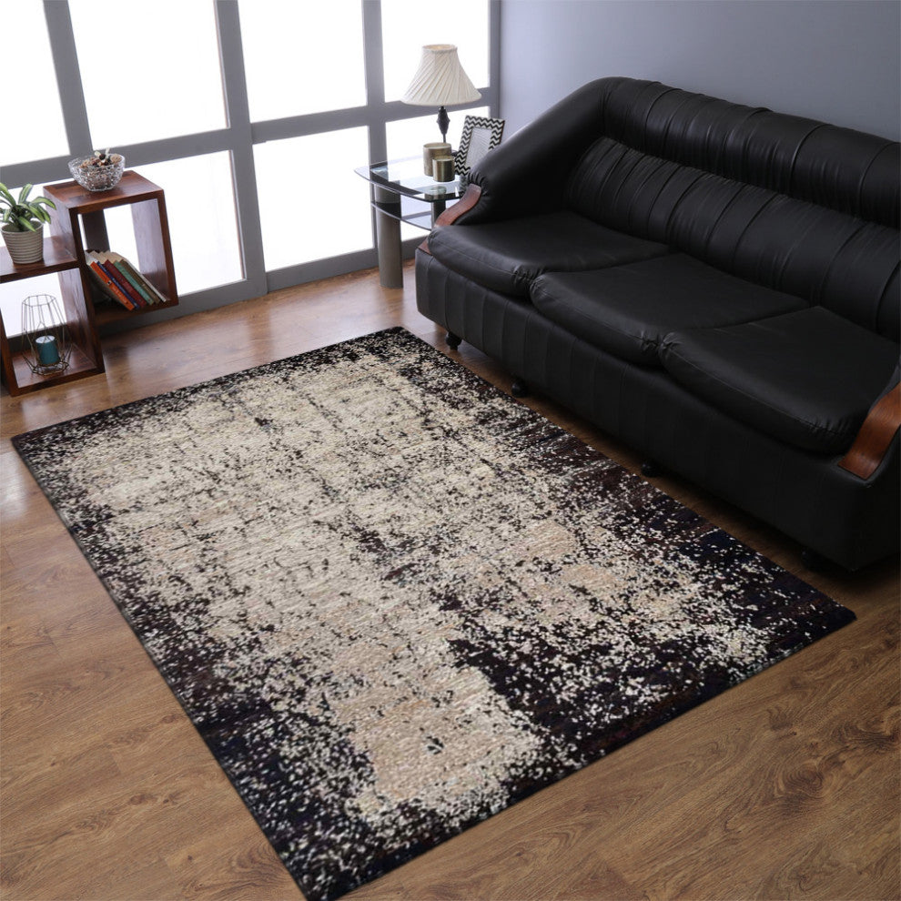 MACHINE MADE HEATSET POLYPROPYLENE AREA RUGS -Beige Brown,Contemporary, [Rectangle] 3'4''x5'