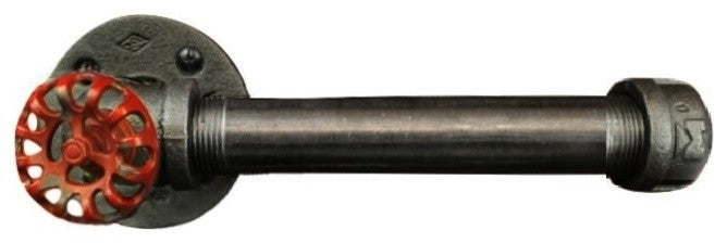Industrial Pipe Toilet Paper Holder, Black Pipe, 1-Roll, Red Hose Knob