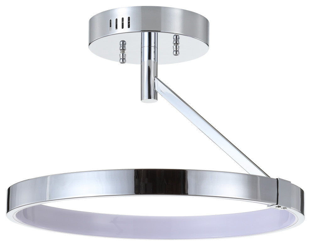 Owen 17.5" Dimmable Integrated Led Metal Semi-Flush Mount, Chrome