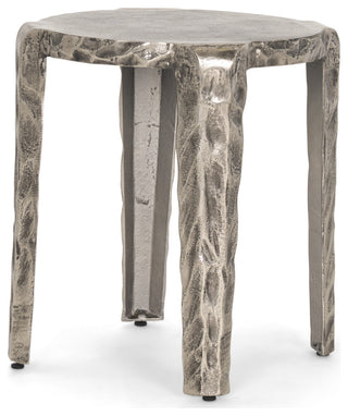 Randy Textured Silver Nickel Cast Aluminum Metal Accent Table
