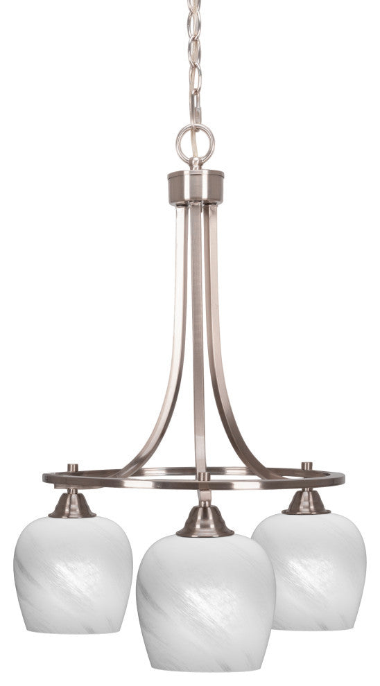 Paramount Downlight 3-Light Chandelier, Brushed Nickel, 6" White Marble Glass