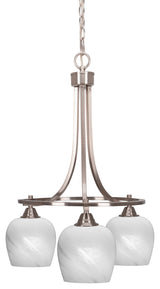 Paramount Downlight 3-Light Chandelier, Brushed Nickel, 6" White Marble Glass