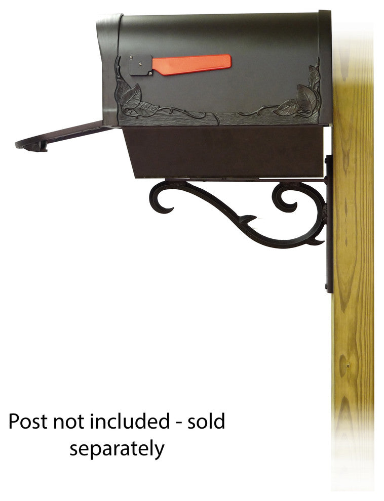 Floral Mailbox With Newspaper Tube & Sorrento Front Mailbox Mounting Bracket