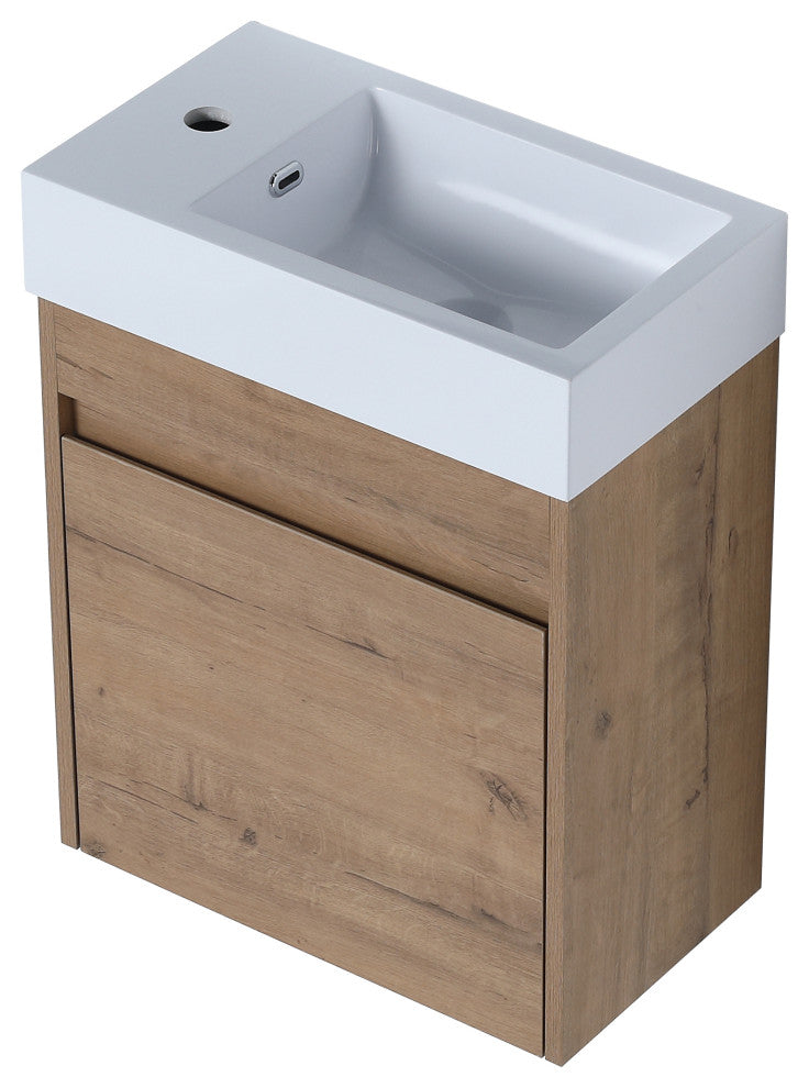 BNK 18" Small Bathroom Vanity with Sink 18 Inch, with Soft Close Door, 18x10, Imitative Oak