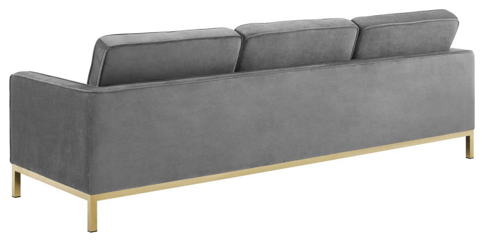 Loft Gold Stainless Steel Leg Performance Velvet Sofa