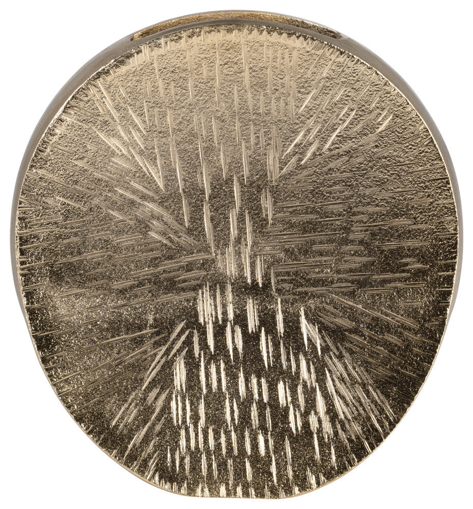 Metal, 8" Etched Oval Vase, Champagne