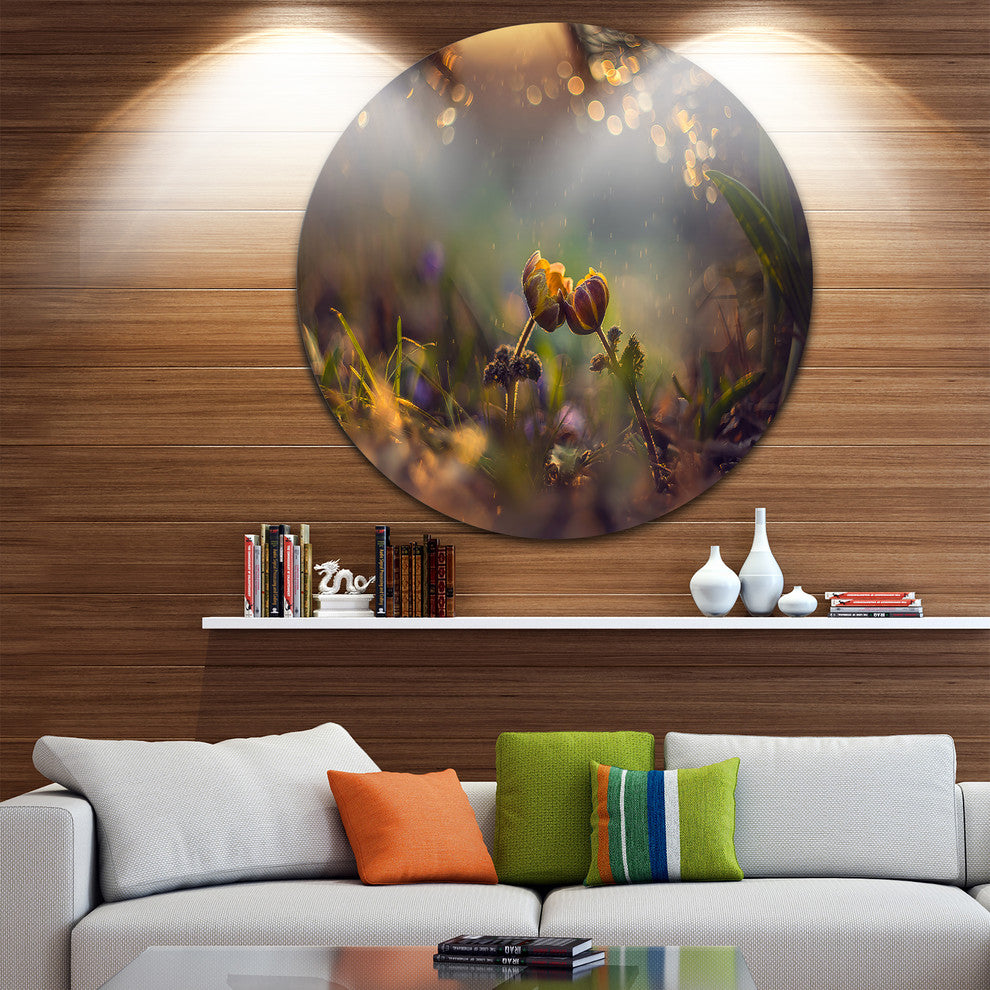Two Spring Flowers, Floral Photography Round Wall Art, 23"