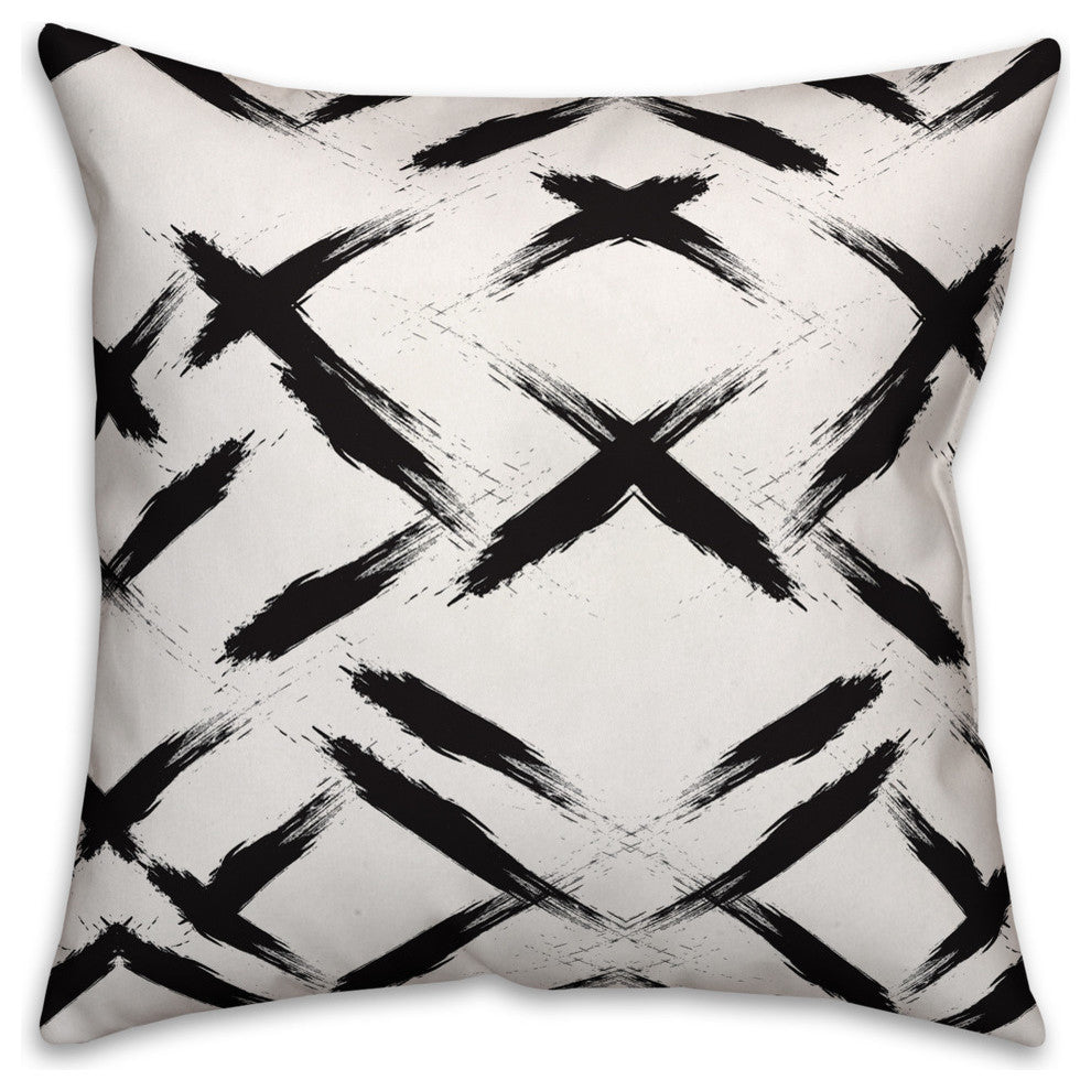 Black Brush Strokes Throw Pillow, 16"x16", Cover, Pillow Insert