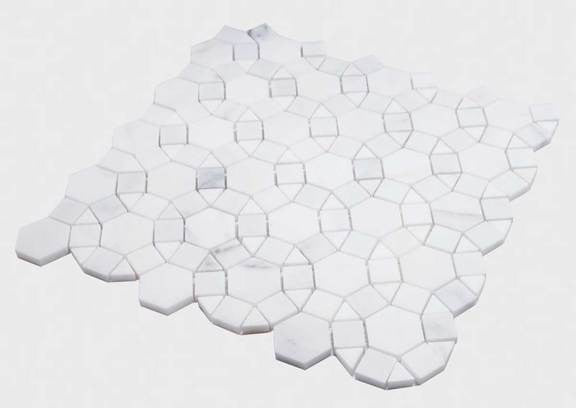 Mosaic Tile Calacatta Marble Circular Shape, White