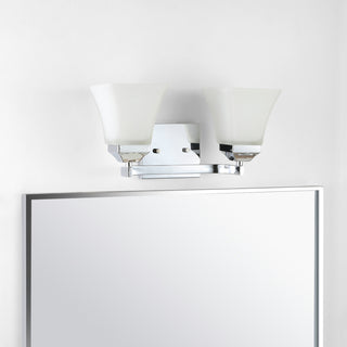 Staunton 1-Light Iron/Glass Modern Cottage LED Vanity Light, Chrome, 2-Light