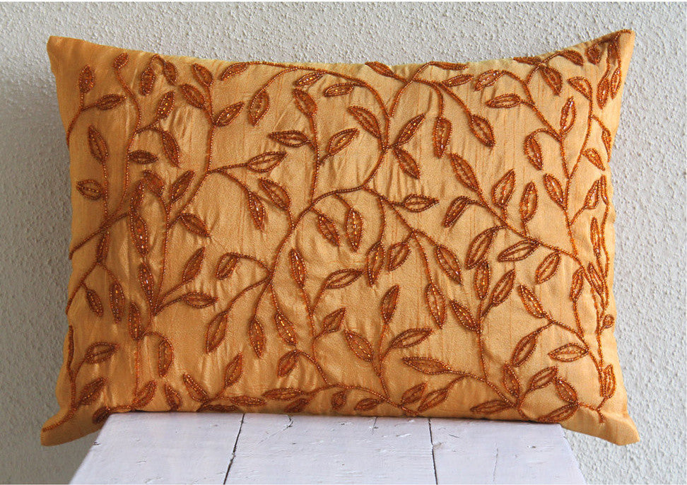 Floral Orange Standard Pillow Shams, Art Silk 20x26 Standard Pillow Sham, Juicy