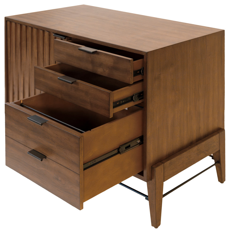 Mid-century Modern Small Console With File Drawers Brown