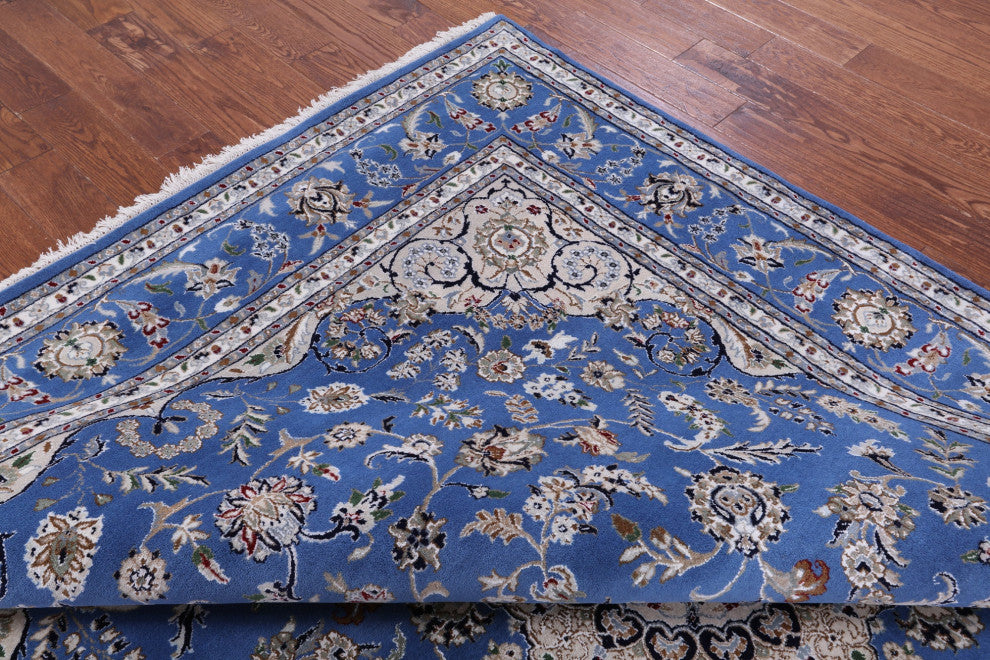 Persian Nain Hand-Knotted Wool & Silk Rug 7' 11" X 10' 2" - Q13126