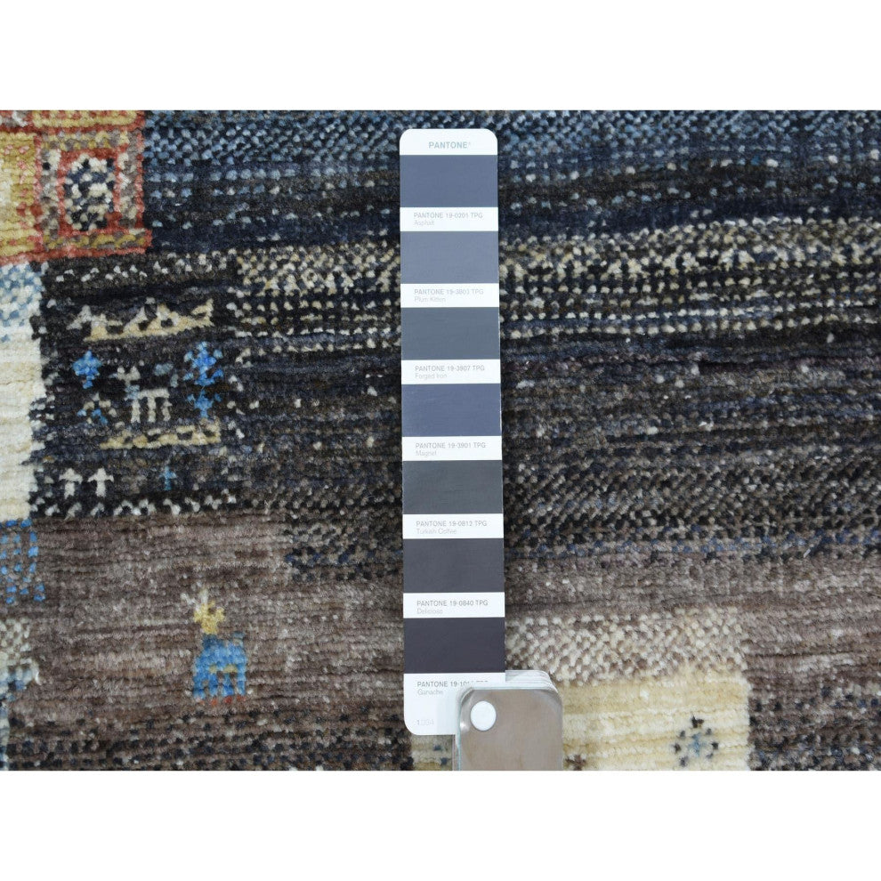 Black Afghan Kashkuli Gabbeh Hand Knotted Natural Wool Oriental Rug 3'1" x 5'0"