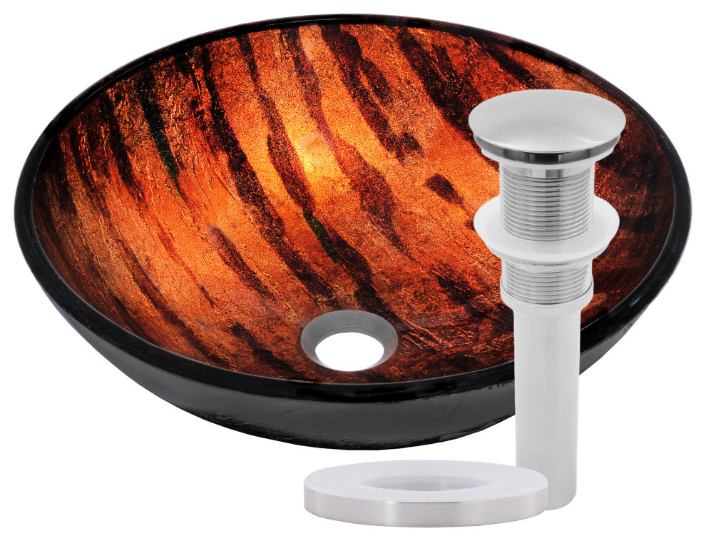 Mimetica Glass Vessel Sink and Drain, Brushed Nickel