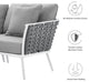 Outdoor Patio Aluminum Outdoor Patio Aluminum Small Sectional Sofa, White Gray