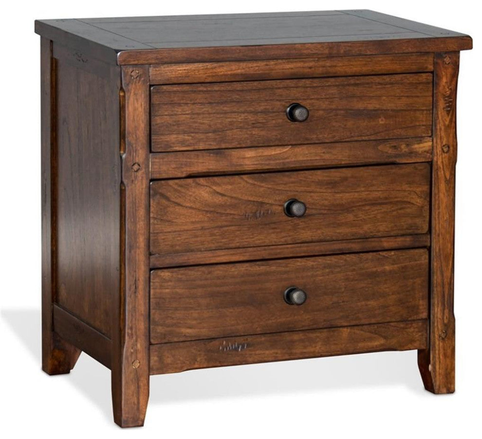 Pemberly Row 29" Petite Traditional Wood Night Stand in Dark Chocolate