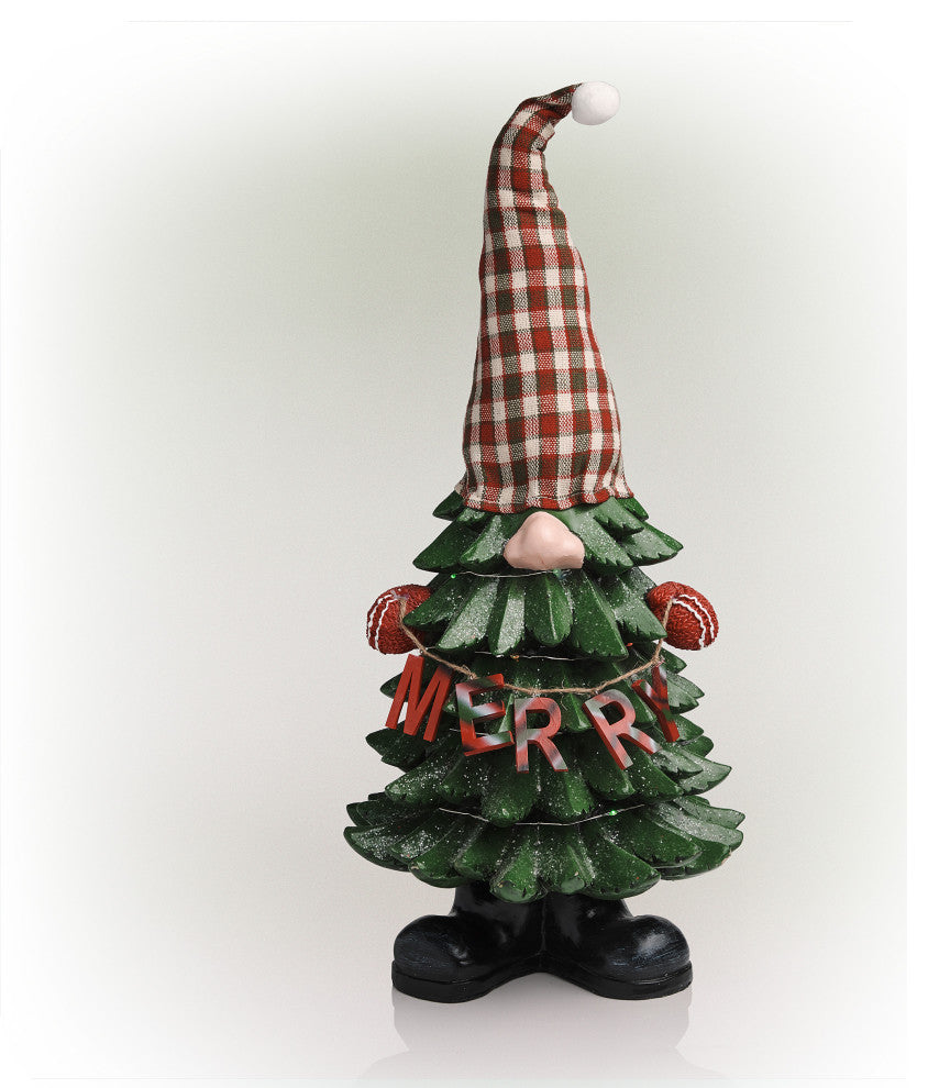 Christmas Tree "Merry" Gnome Decoration with Color Changing LED Lights