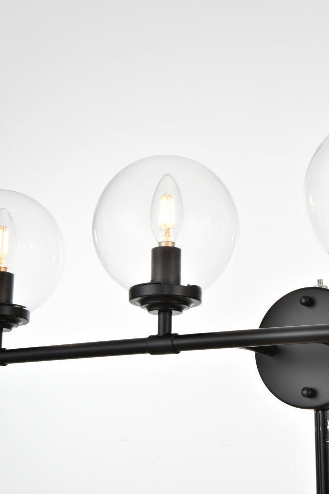 4 Light Black And Clear Bath Sconce