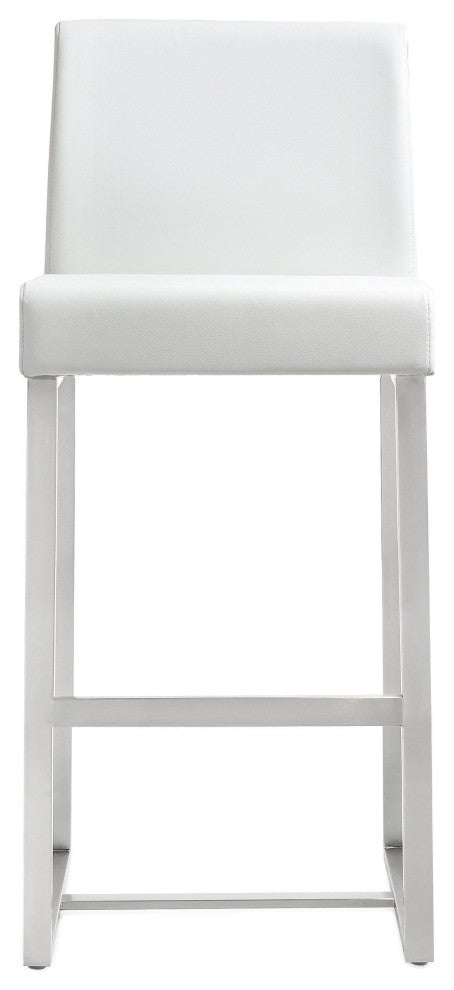 Denmark White Stainless Steel Counter Stool (Set of 2) - White