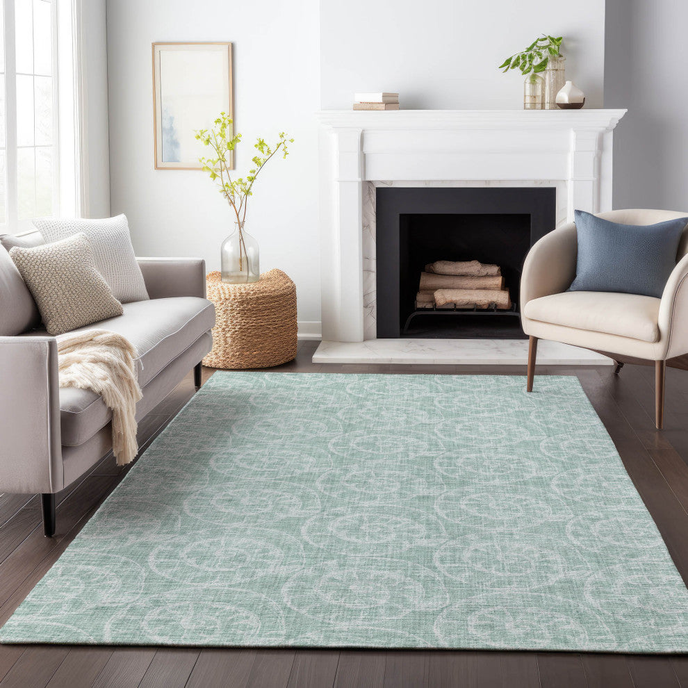Addison Premium Washable Mayfield AMF190 Green 3' x 5' Rug