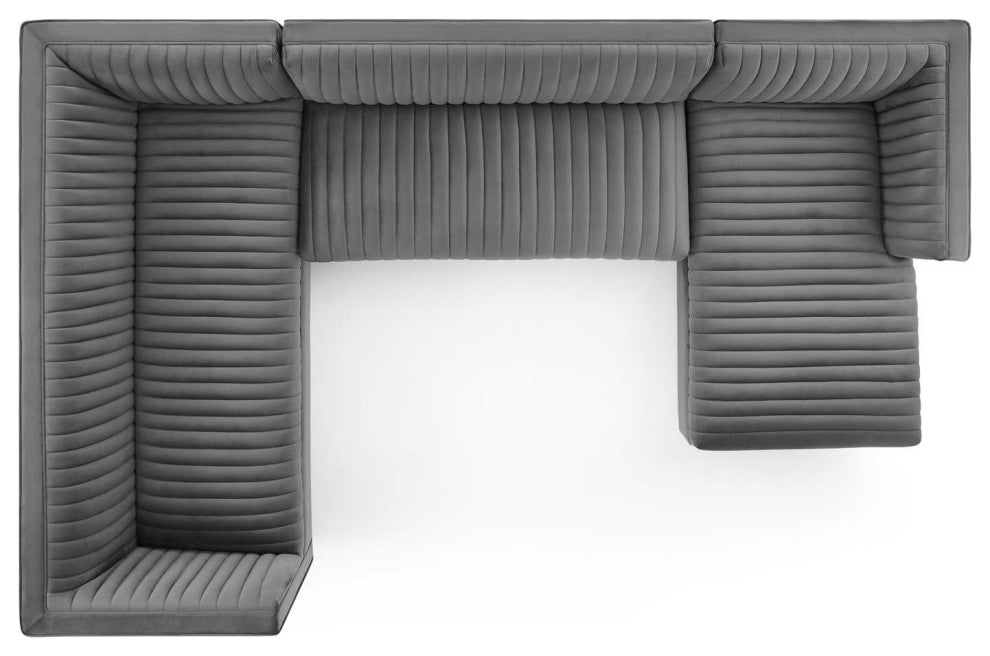Sectional Sofa Set, Velvet, Gray, Modern, Living Lounge Hotel Hospitality