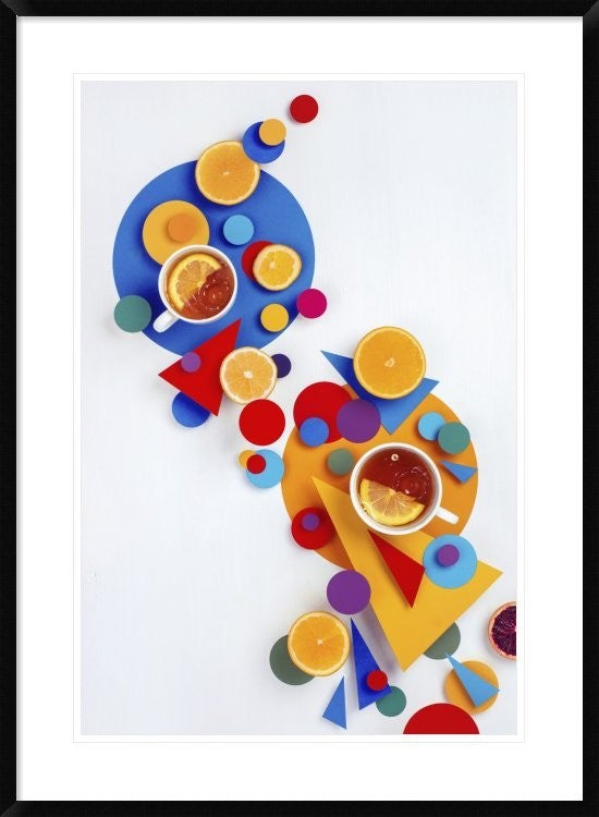 "Suprematic Tea Party" Framed Digital Print by Dina Belenko, 28"x38"