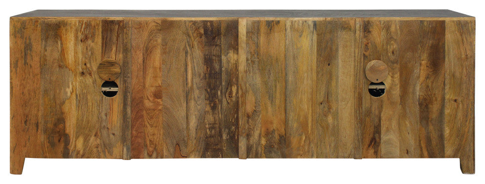 Waverly Solid Wood Media Cabinet With 4 Doors and Gray Finish